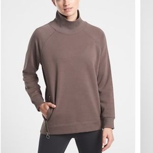 Athleta Cozy Karma Side Zip Funnel Neck Coffee Color